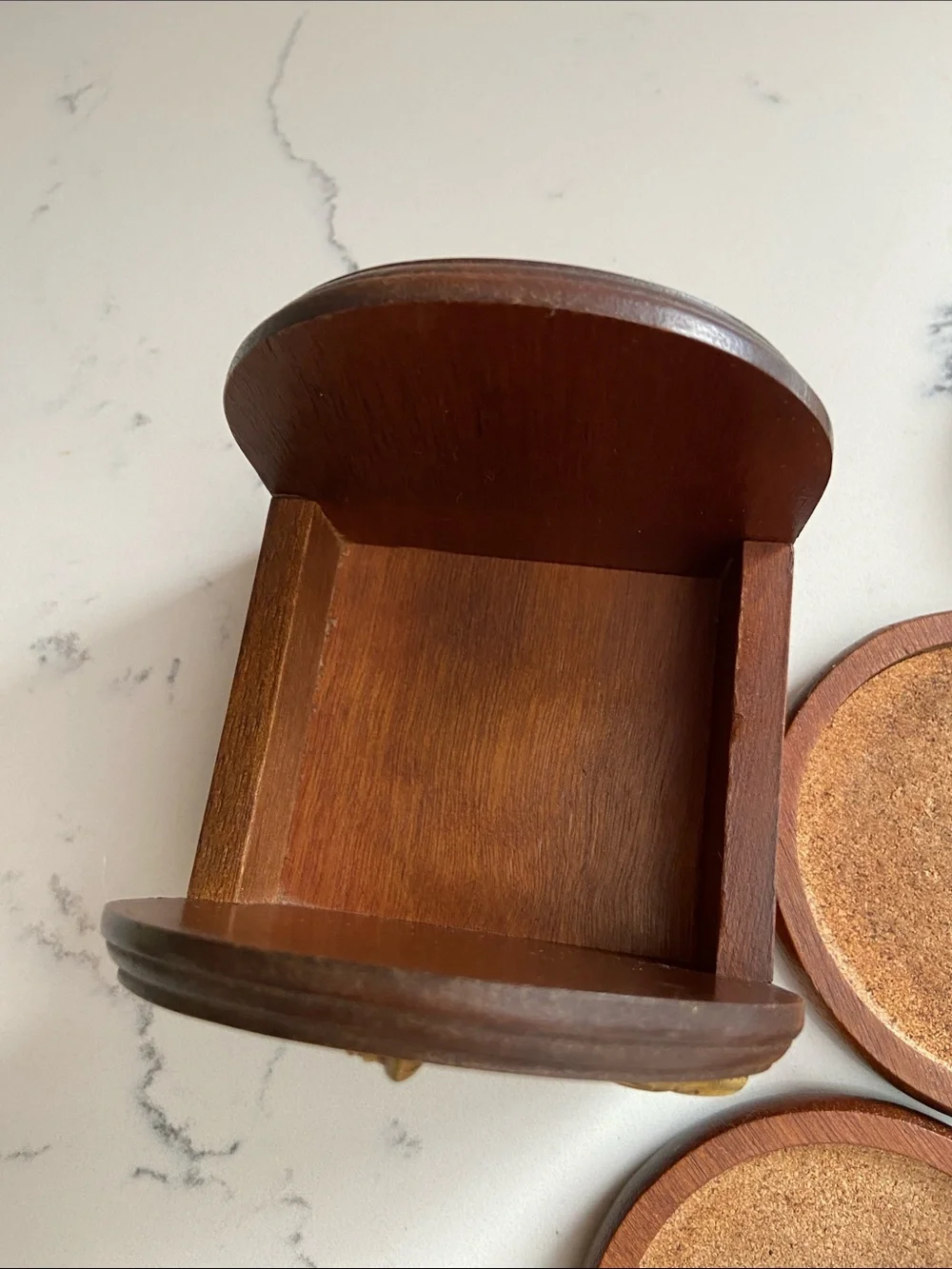 Vintage Wood Coaster Set Flying Duck Holder Cork Set of 6